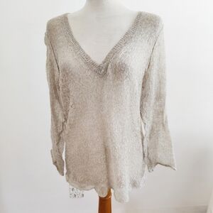Hinge Knit Sweater • Sheer • Tan • Small but May Fit Medium